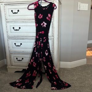 Tommy Hilfiger Black and Pink Floral Maxi Jumpsuit